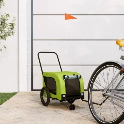 vidaXL Hondenfietstrailer oxford stof en ijzer groen en zwart