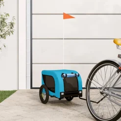 vidaXL Hondenfietstrailer oxford stof en ijzer blauw en zwart