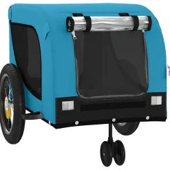 vidaXL Hondenfietstrailer oxford stof en ijzer blauw en zwart