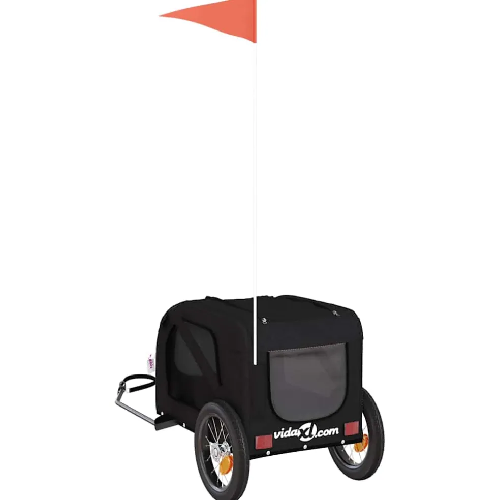 vidaXL Hondenfietstrailer oxford stof en ijzer zwart
