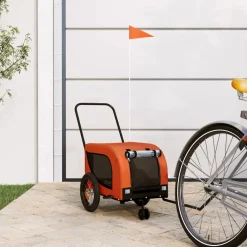vidaXL Hondenfietstrailer oxford stof en ijzer oranje en zwart