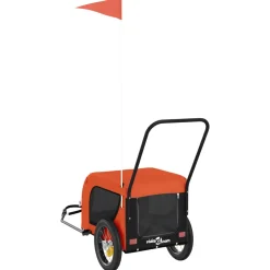 vidaXL Hondenfietstrailer oxford stof en ijzer oranje en zwart