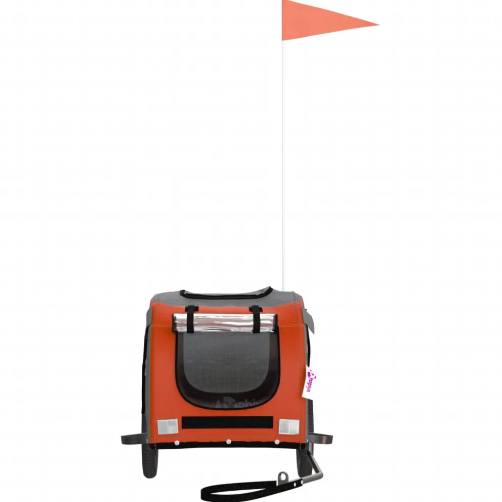 vidaXL Hondenfietstrailer oxford stof en ijzer oranje en grijs