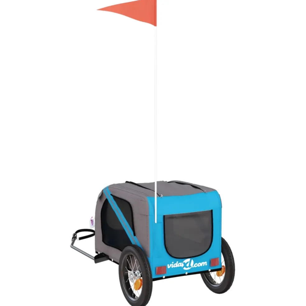 vidaXL Hondenfietstrailer oxford stof en ijzer grijs en zwart