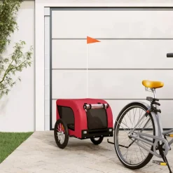 vidaXL Hondenfietstrailer oxford stof en ijzer rood en zwart