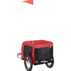 vidaXL Hondenfietstrailer oxford stof en ijzer rood en zwart