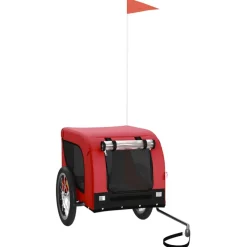vidaXL Hondenfietstrailer oxford stof en ijzer rood en zwart