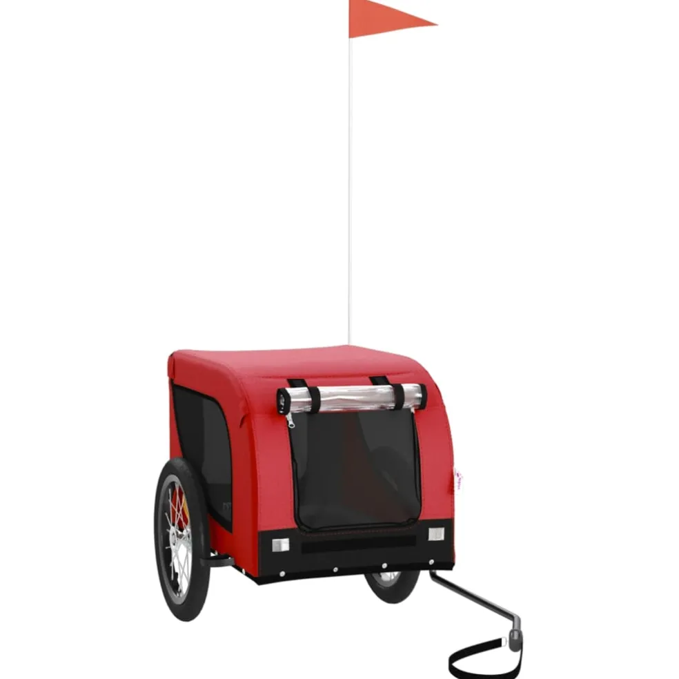 vidaXL Hondenfietstrailer oxford stof en ijzer rood en zwart