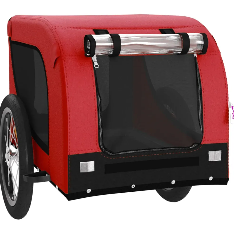 vidaXL Hondenfietstrailer oxford stof en ijzer rood en zwart