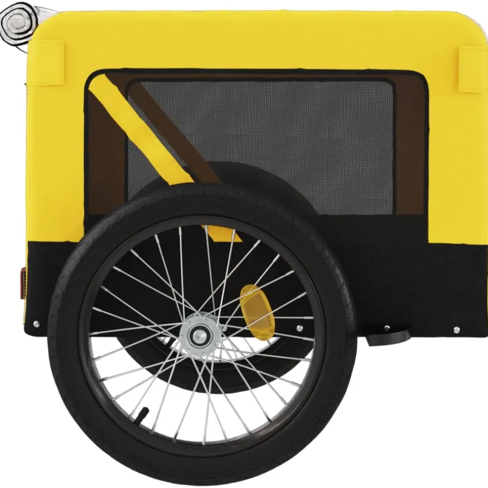vidaXL Hondenfietstrailer oxford stof en ijzer geel en zwart