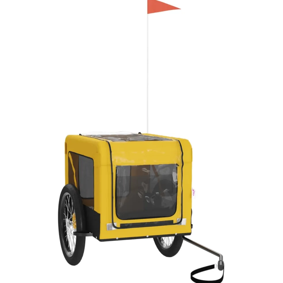 vidaXL Hondenfietstrailer oxford stof en ijzer geel en zwart