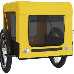 vidaXL Hondenfietstrailer oxford stof en ijzer geel en zwart