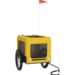vidaXL Hondenfietstrailer oxford stof en ijzer geel en zwart