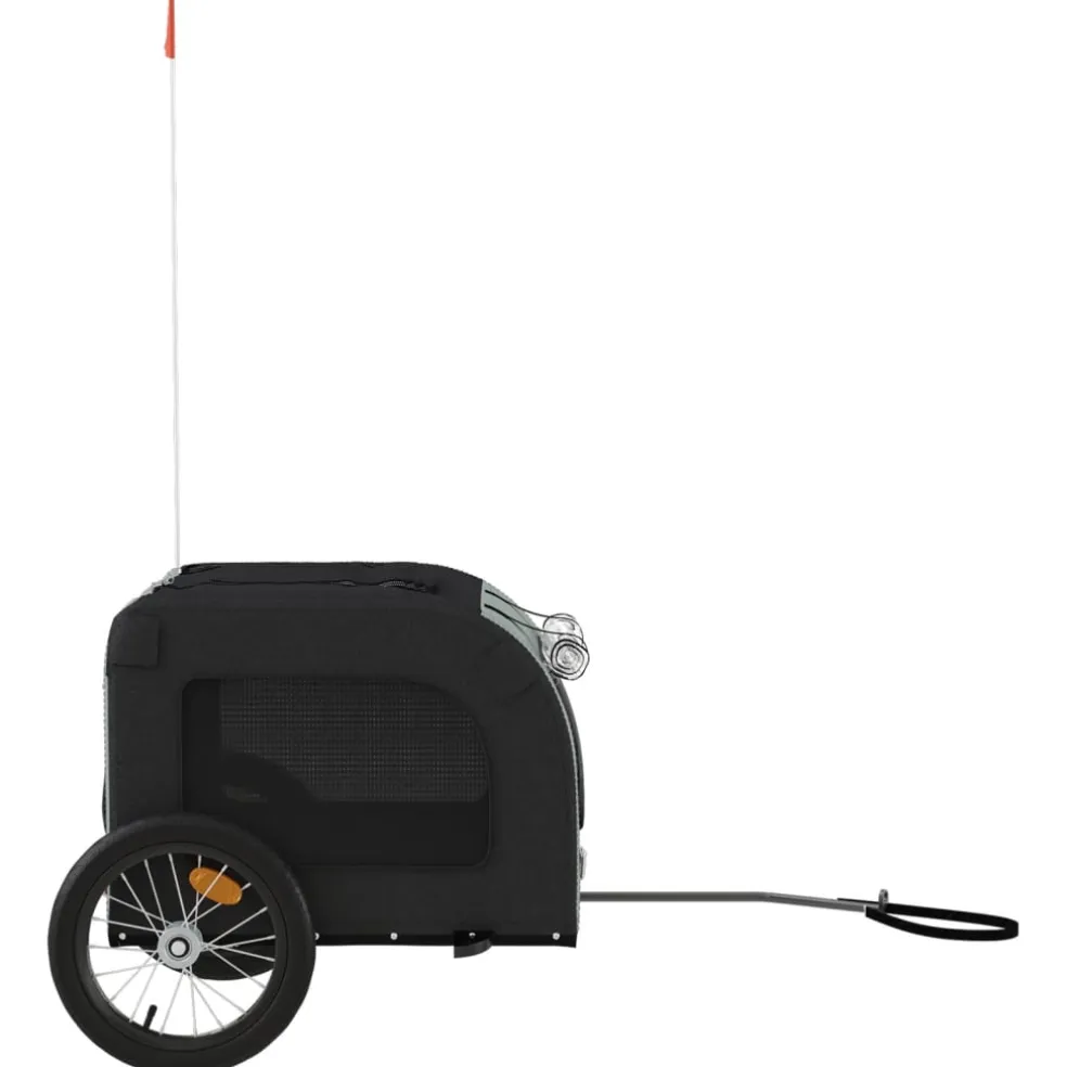 vidaXL Hondenfietstrailer oxford stof en ijzer zwart en grijs