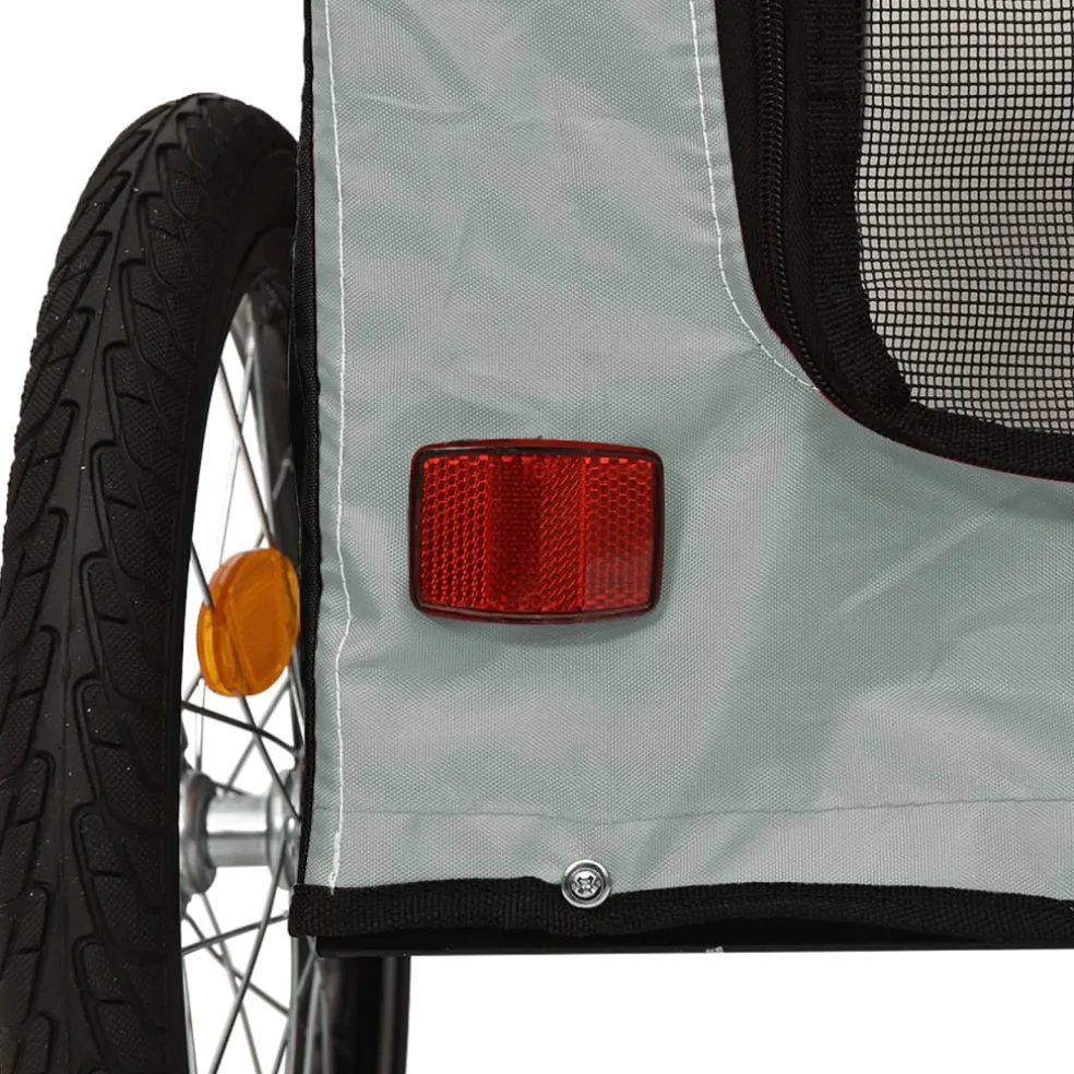 vidaXL Hondenfietstrailer oxford stof en ijzer zwart en grijs