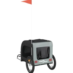 vidaXL Hondenfietstrailer oxford stof en ijzer zwart en grijs