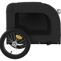 vidaXL Hondenfietstrailer oxford stof en ijzer zwart en grijs