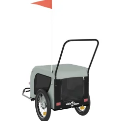 vidaXL Hondenfietstrailer oxford stof en ijzer grijs en zwart