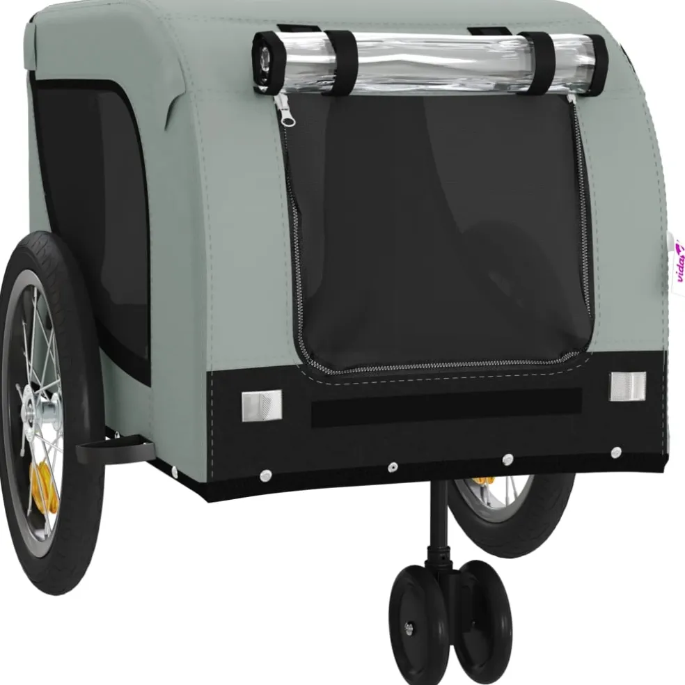 vidaXL Hondenfietstrailer oxford stof en ijzer grijs en zwart