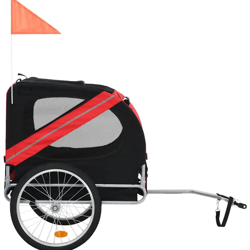 vidaXL Hondenfietstrailer rood en zwart