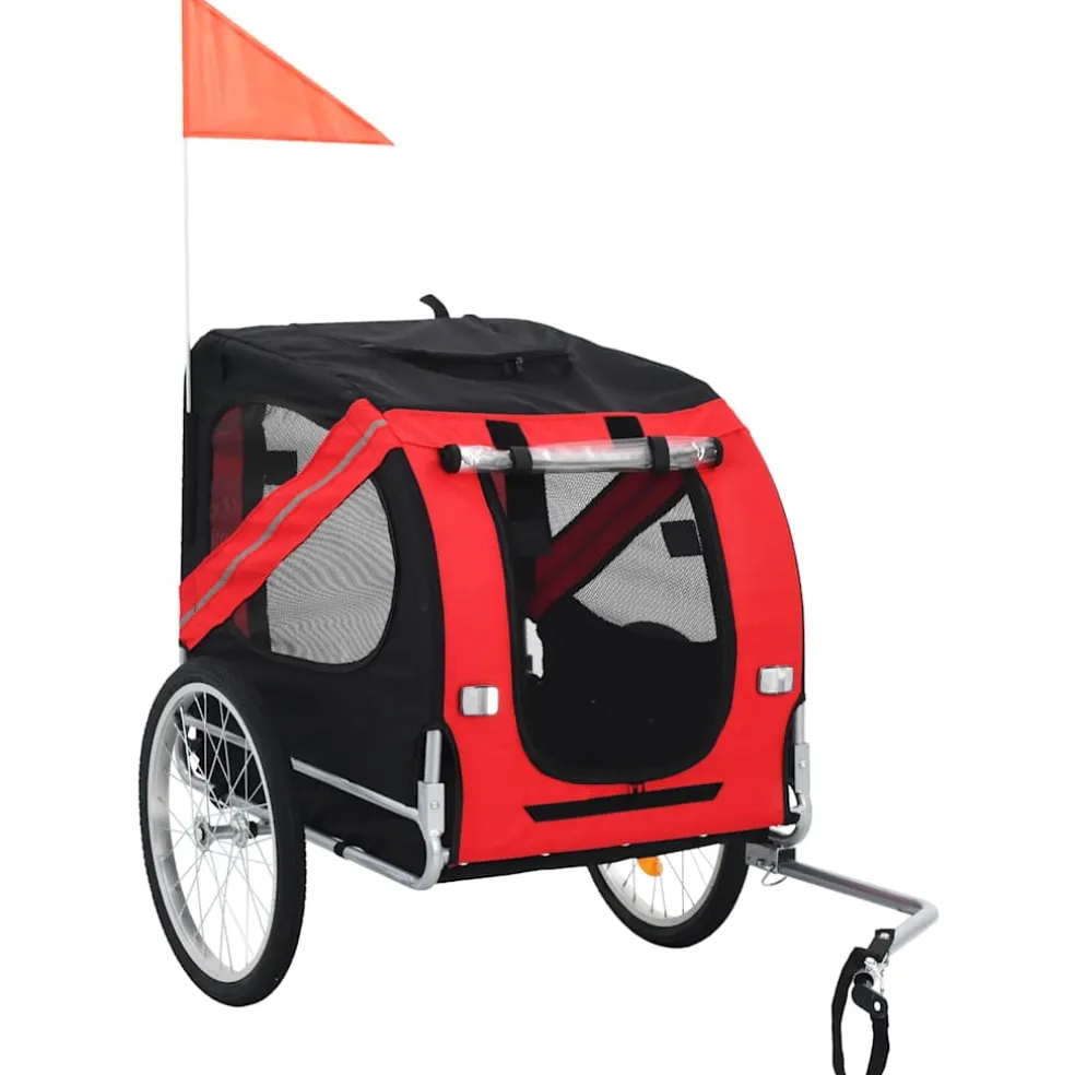 vidaXL Hondenfietstrailer rood en zwart
