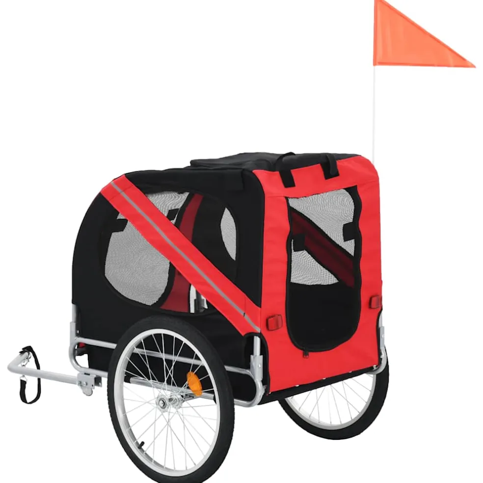 vidaXL Hondenfietstrailer rood en zwart