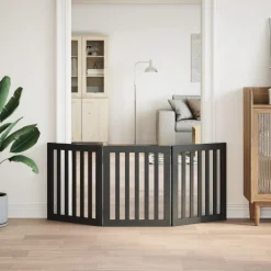 vidaXL Hondenhek inklapbaar 3 panelen 150 cm populierenhout zwart