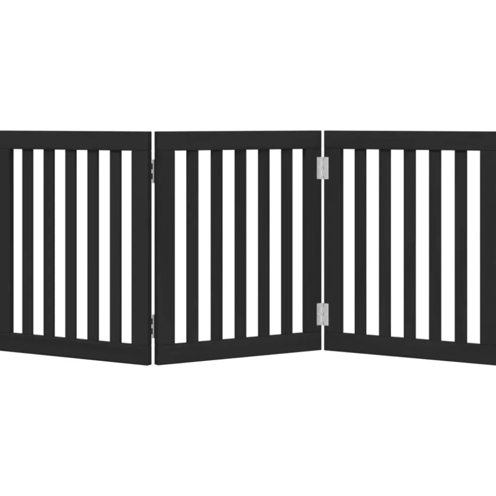 vidaXL Hondenhek inklapbaar 3 panelen 150 cm populierenhout zwart