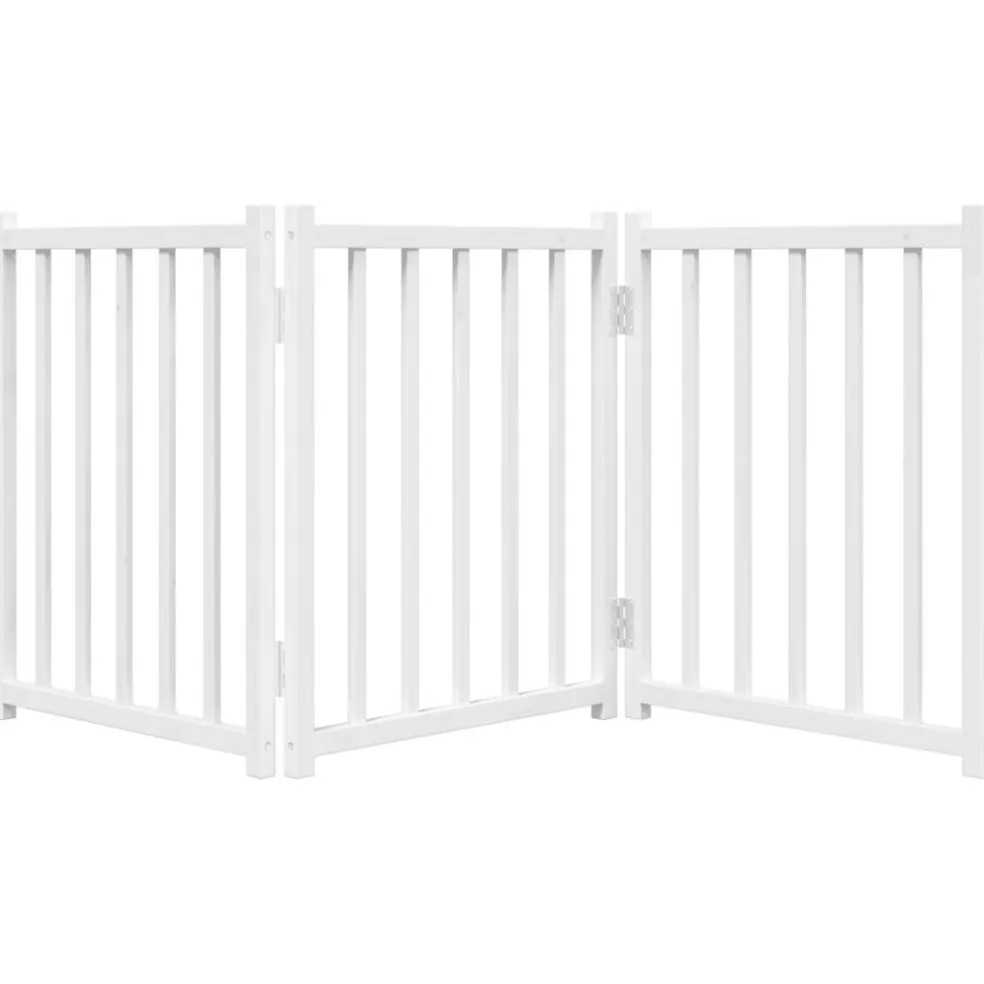 vidaXL Hondenhek inklapbaar 3 panelen 150 cm massief vurenhout wit