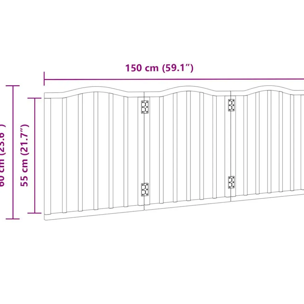 vidaXL Hondenhek inklapbaar 3 panelen 150 cm populierenhout zwart