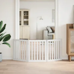 vidaXL Hondenhek inklapbaar 3 panelen 150 cm populierenhout wit