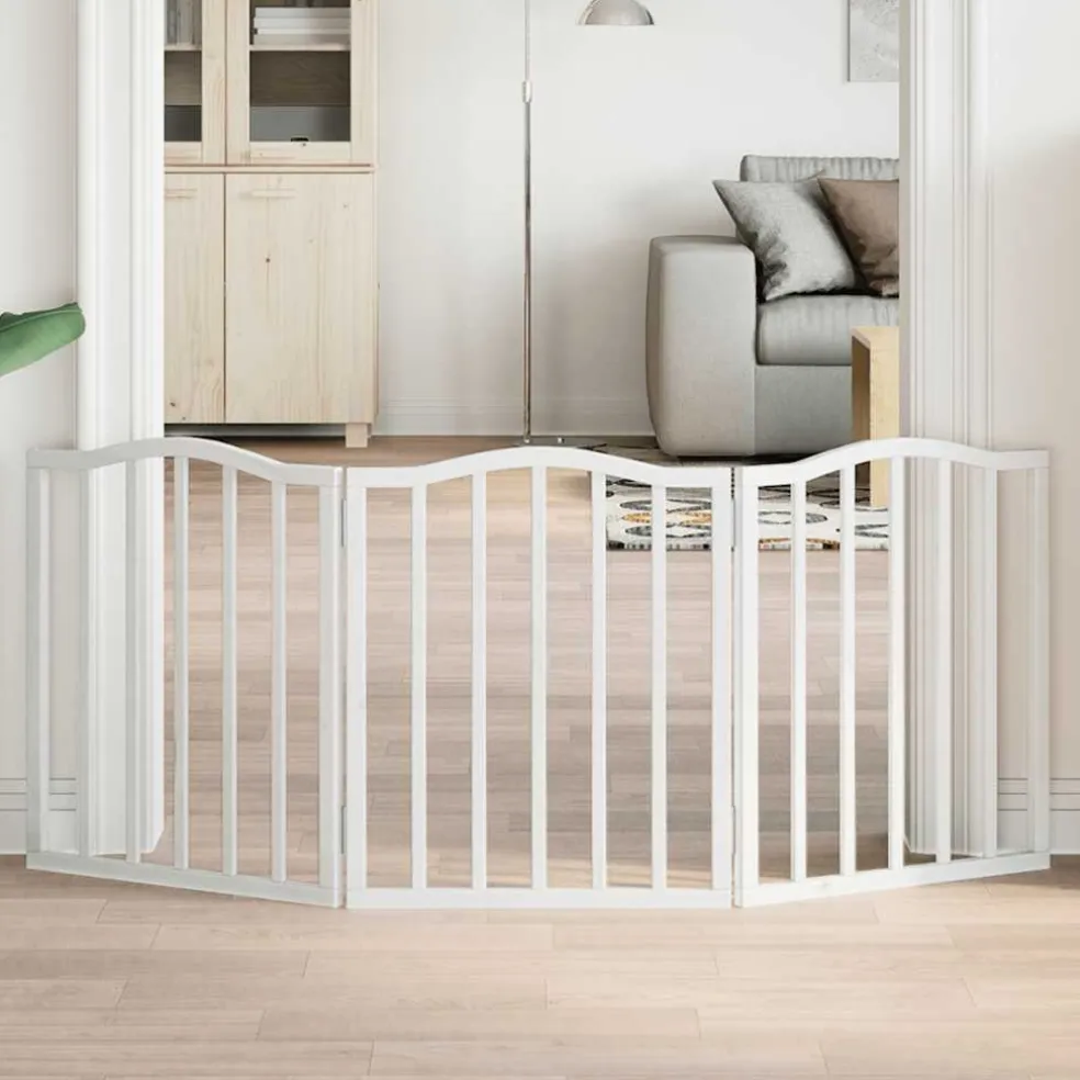 vidaXL Hondenhek inklapbaar 3 panelen 150 cm populierenhout wit