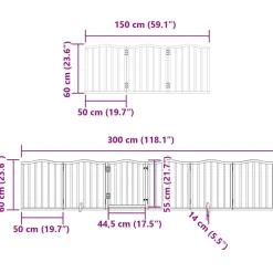 vidaXL Hondenhek inklapbaar met deur 9 panelen 450 cm populierhout wit