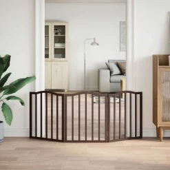 vidaXL Hondenhek inklapbaar 3 panelen 150 cm populierenhout bruin eik