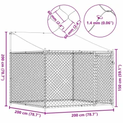 vidaXL Hondenhok met dak en deur 2x2x2 m gegalvaniseerd staal grijs