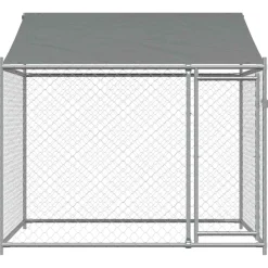vidaXL Hondenhok met dak en deur 2x2x2 m gegalvaniseerd staal grijs