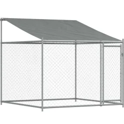vidaXL Hondenhok met dak en deur 2x2x2 m gegalvaniseerd staal grijs