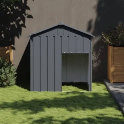 vidaXL Hondenhok met dak 117x103x123 cm gegalvaniseerd staal antraciet