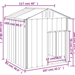 vidaXL Hondenhok met dak 117x103x123 cm gegalvaniseerd staal antraciet
