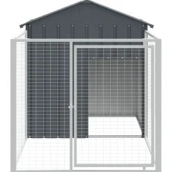vidaXL Hondenhok met dak 117x201x123 cm gegalvaniseerd staal antraciet