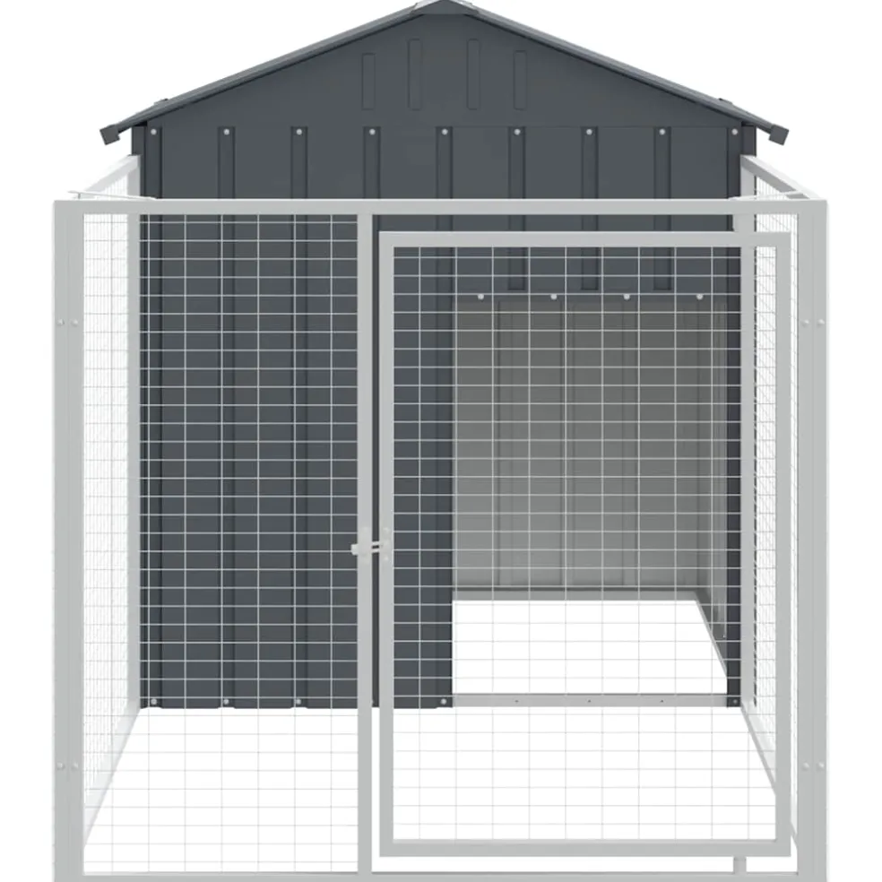 vidaXL Hondenhok met dak 117x201x123 cm gegalvaniseerd staal antraciet