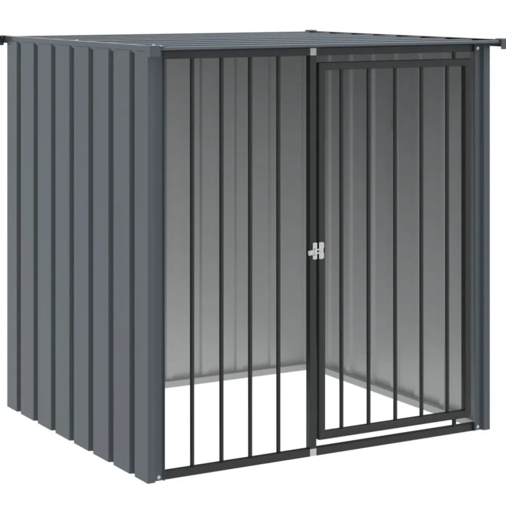 vidaXL Hondenhok met dak 110x103x109 cm gegalvaniseerd staal zwart
