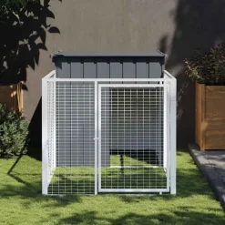 vidaXL Hondenhok met dak 110x201x110 cm gegalvaniseerd staal antraciet