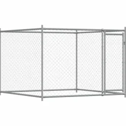vidaXL Hondenhok met deuren 12x2x1,5 m gegalvaniseerd staal grijs