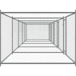 vidaXL Hondenhok met deuren 10x2x1,5 m gegalvaniseerd staal grijs