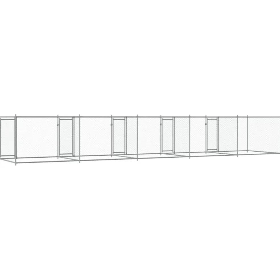vidaXL Hondenhok met deuren 10x2x1,5 m gegalvaniseerd staal grijs