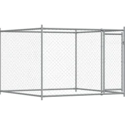 vidaXL Hondenhok met deuren 10x2x1,5 m gegalvaniseerd staal grijs