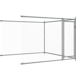 vidaXL Hondenhok met deuren 4x2x1,5 m gegalvaniseerd staal grijs