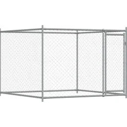 vidaXL Hondenhok met deuren 4x2x1,5 m gegalvaniseerd staal grijs