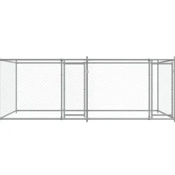 vidaXL Hondenhok met deuren 4x2x1,5 m gegalvaniseerd staal grijs